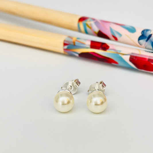 XP211 Aro Perla con Base diá. 6 mm Aro Baño Plata Aros Bañados en Oro y Plata hecho de Bronce Bañado en Plata 50 ml Joyas Bañadas en Plata