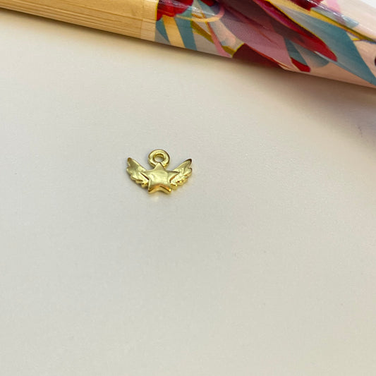 FO1020 Colgante mini estrella Alada 5 x 7 mm mas argollita Figura Baño Oro