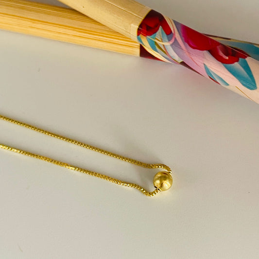 CO139 Cadena veneciana con bolita pasad de 4 mm Largo 40 cm mas extensor 5 cm Cadena Terminada Baño Oro Cadenas Bañadas hecho de Bronce Bañado en Oro 18K Joyas Bañadas en Oro