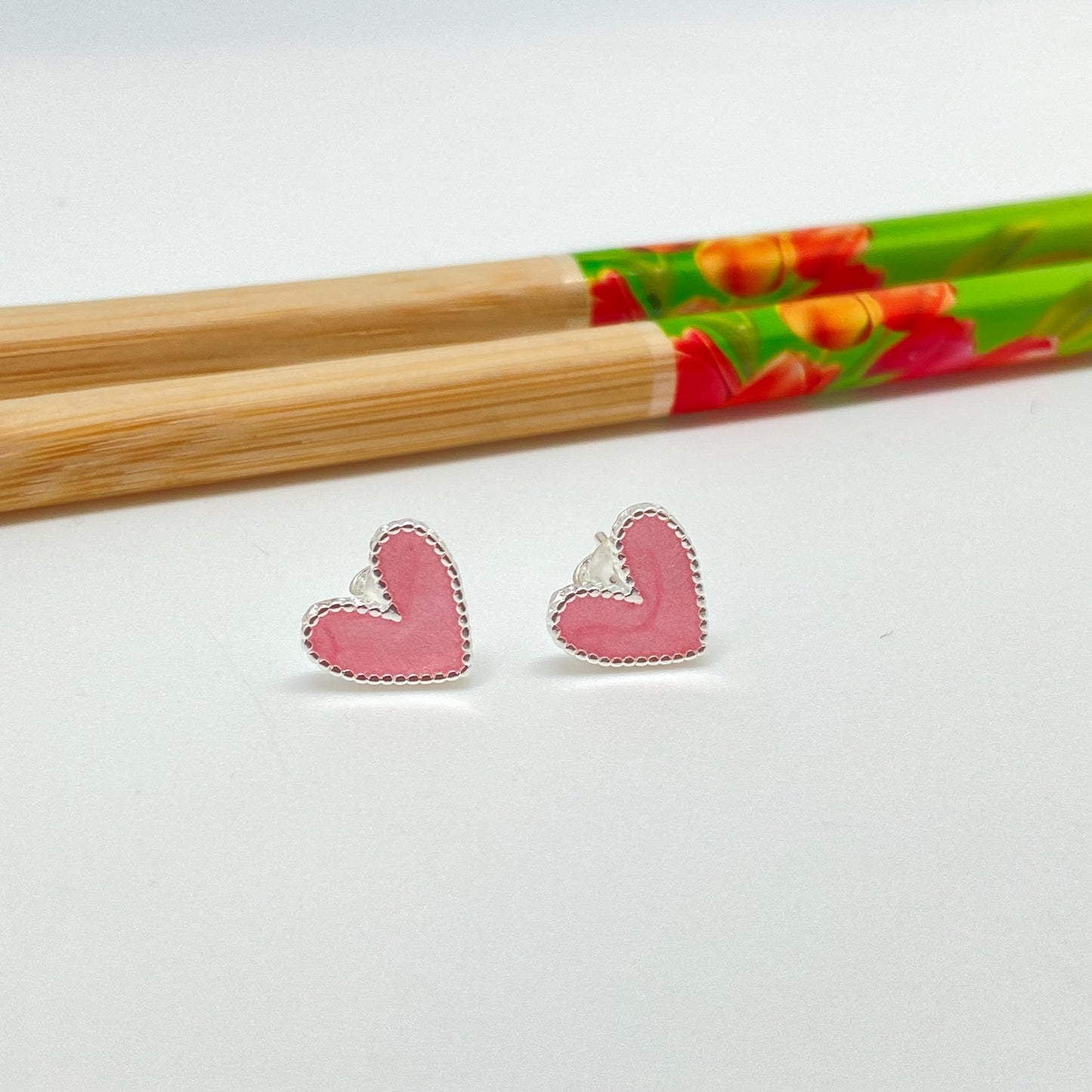 XP277 Aro Corazón con resina color 10x10 mm Aro Baño Plata