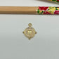FO1029 Colgante medalla corazon y rayitos en relieve 4 bolitas en borde 11 mm mas argollita Figura Baño Oro