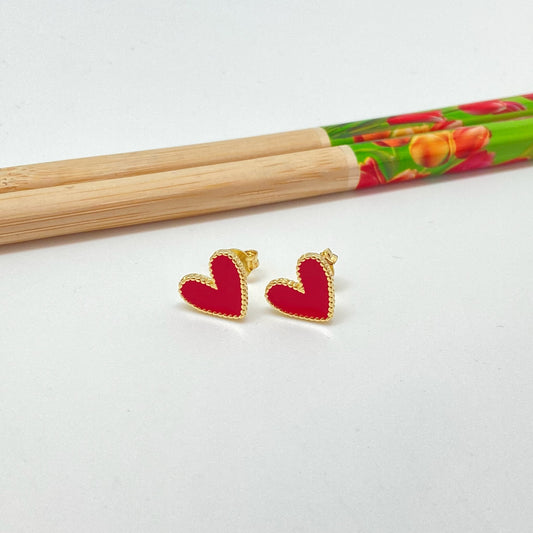 XO277 Aro Corazón con resina color 10x10 mm Aro Baño Oro