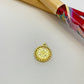 FO1021 Colgante mandala estrella estampada y mini bolitas en el borde dia. 10 mm mas argollita Figura Baño Oro Figuras Bañadas hecho de Bronce Bañado en Oro 18K Joyas Bañadas en Oro