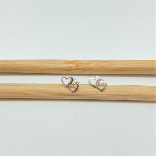 XP280 Aro 2 corazones calados 10 x 8 mm Aro Baño Plata Aros Bañados hecho de Bronce Bañado en Plata 50 ml Joyas Bañadas en Plata