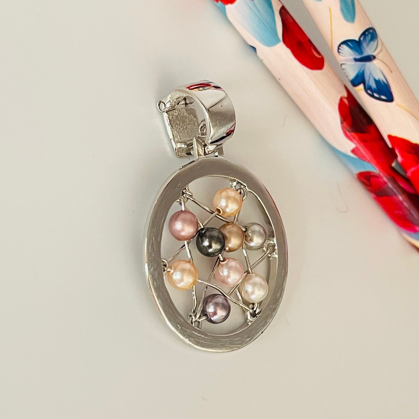 FP04 Colgante alambrismo con opciones de cuentas 27 mm mas valier Bulgari Figura Baño Plata