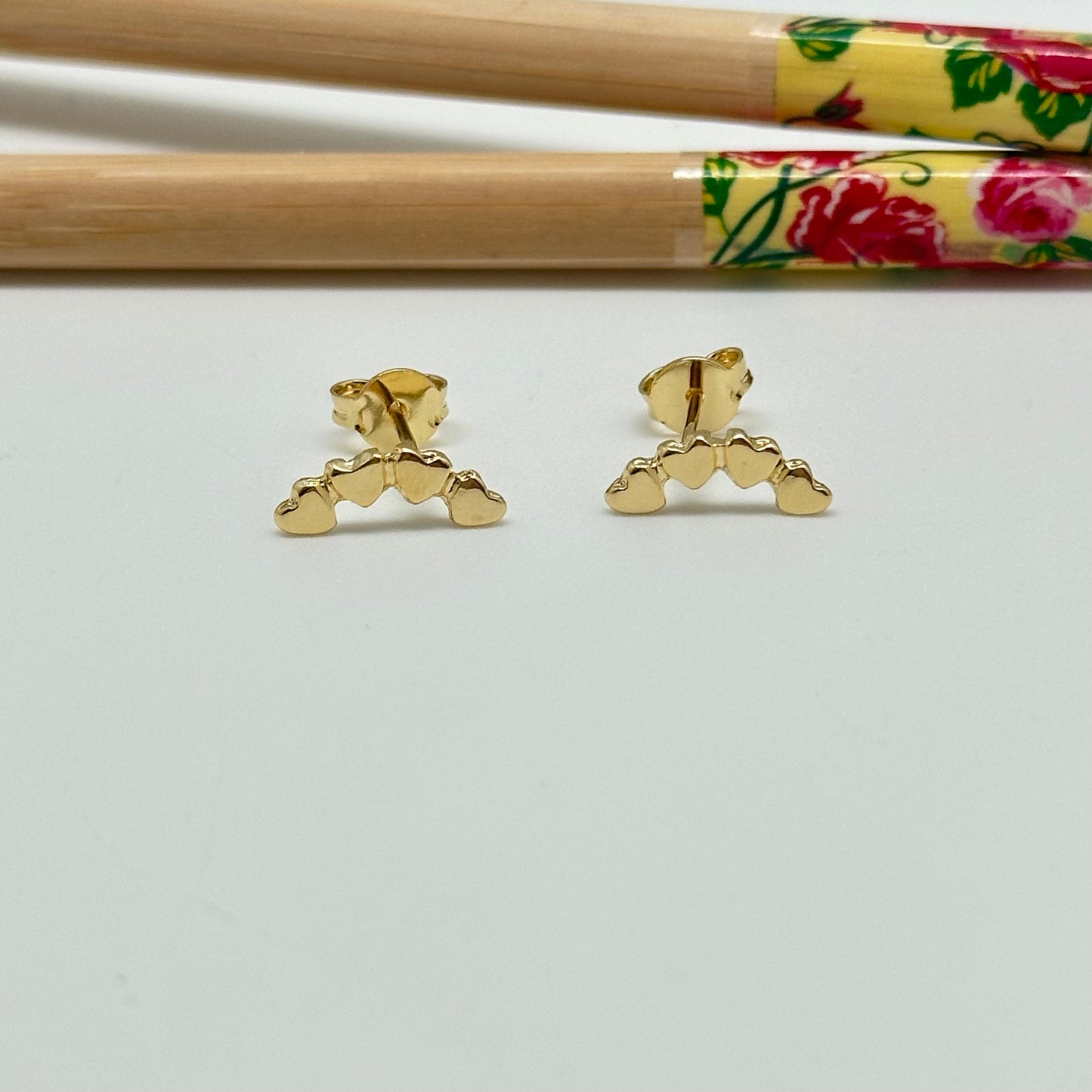XO300 Aro corazones en fila trepador 12 x 3 mm Aro Baño Oro