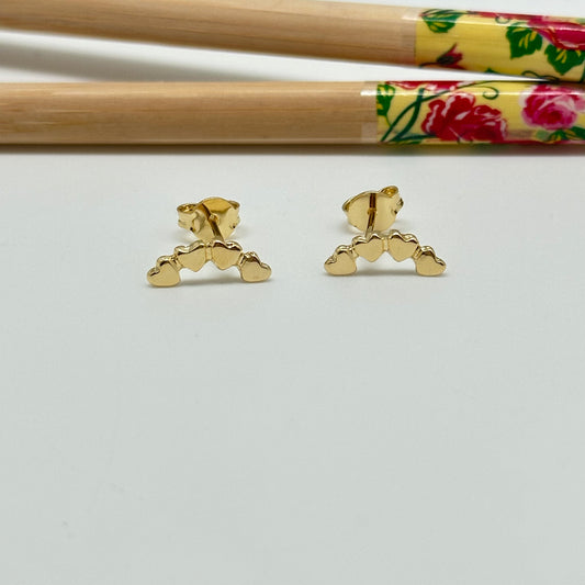 XO300 Aro corazones en fila trepador 12 x 3 mm Aro Baño Oro