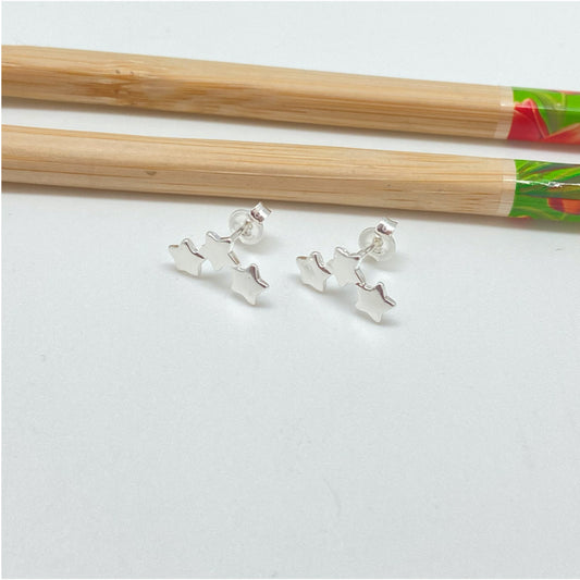 XP274 Aro 3 estrellas en fila 5x15 mm Aro Baño Plata Aros Bañados hecho de Bronce Bañado en Plata 50 ml Joyas Bañadas en Plata
